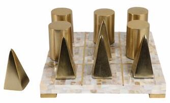 "Sagebrook Home 12X12 Bailee Mother Of Pearl Tic Tac Toe Set, Metallic, 5""H, Glam - 12"" x 12"" x 5"""