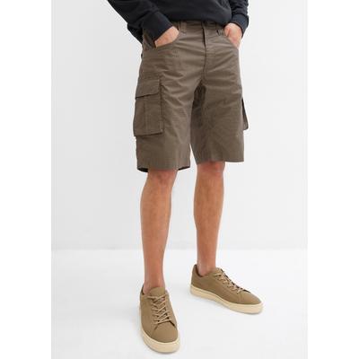 Cargobermudas BONPRIX, Herren, Gr. 66, N-Gr, braun (khaki kariert), Web, Obermaterial: 100% Baumwolle, relaxed fit, Hosen, aus Baumwolle, Relaxed Fit, mit Minimalmuster, im Casual Stil