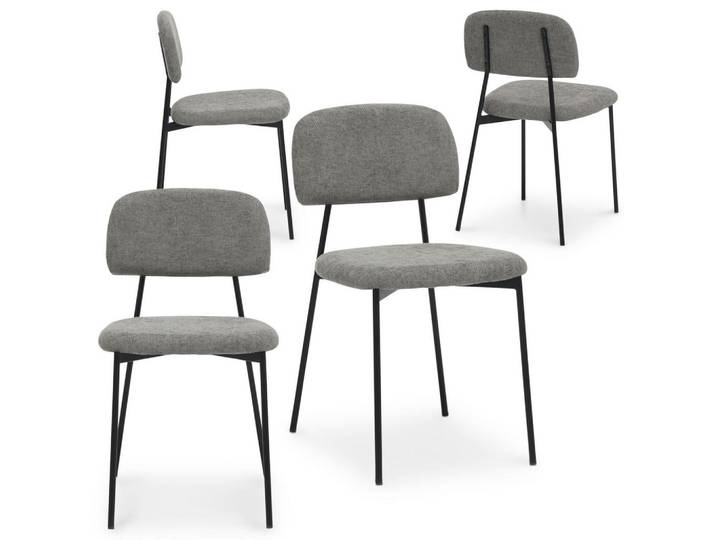 Idimex Esszimmerstühle Toledo 4er-Set hellgrau, Hellgrau, Mode, 44x78x49 cm, Esszimmer, Stühle