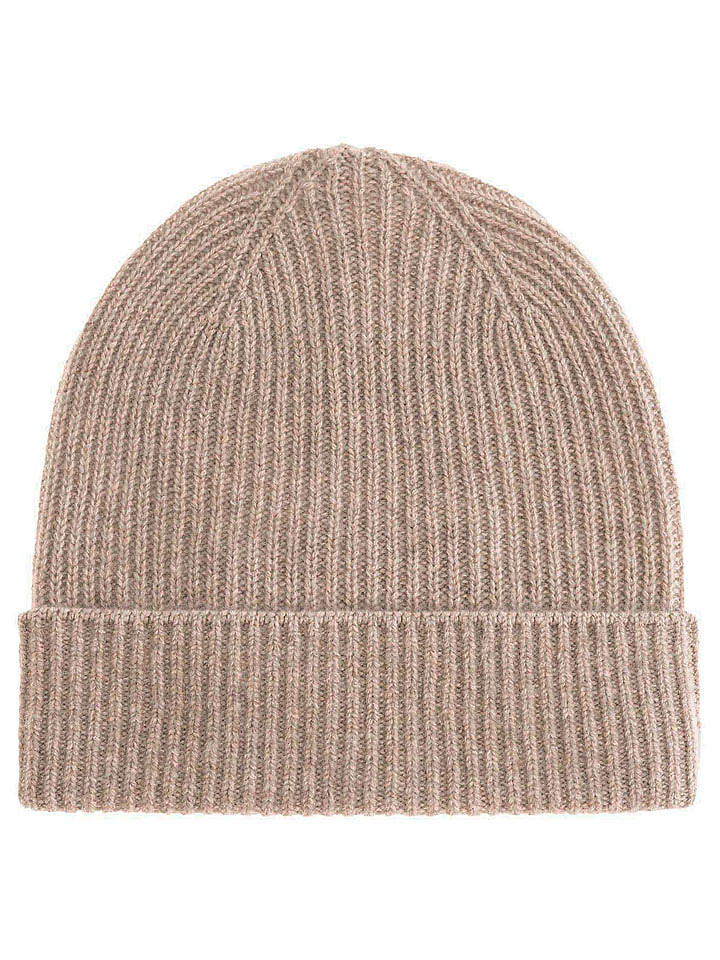 Zwillingsherz Kaschmir-Mütze in Beige - onesize