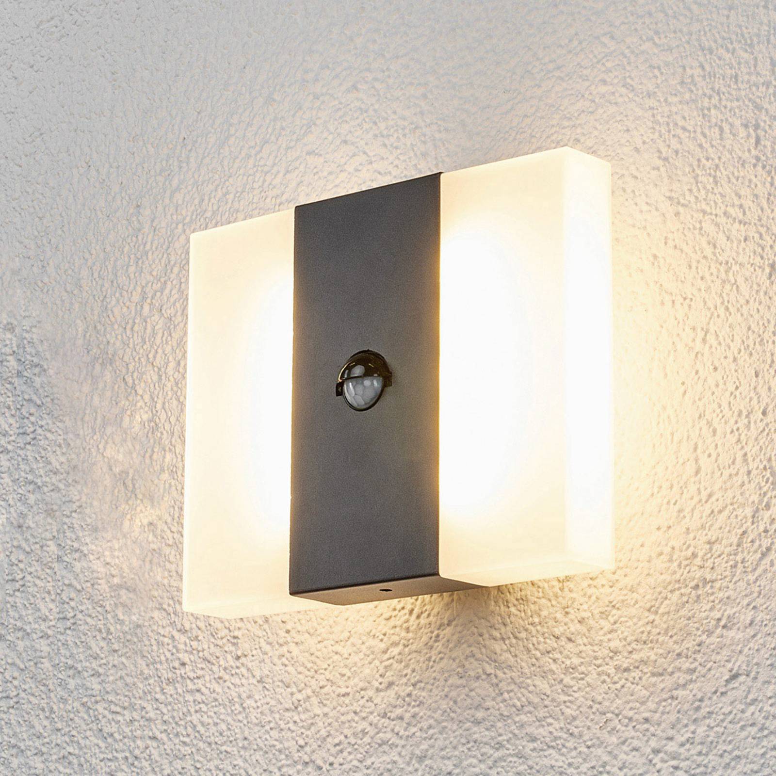 Outdoor Sensor Wall Light KUMI Lindby, Alu / grey / zinc, Aluminium, Modern, Outdoor Wall Light