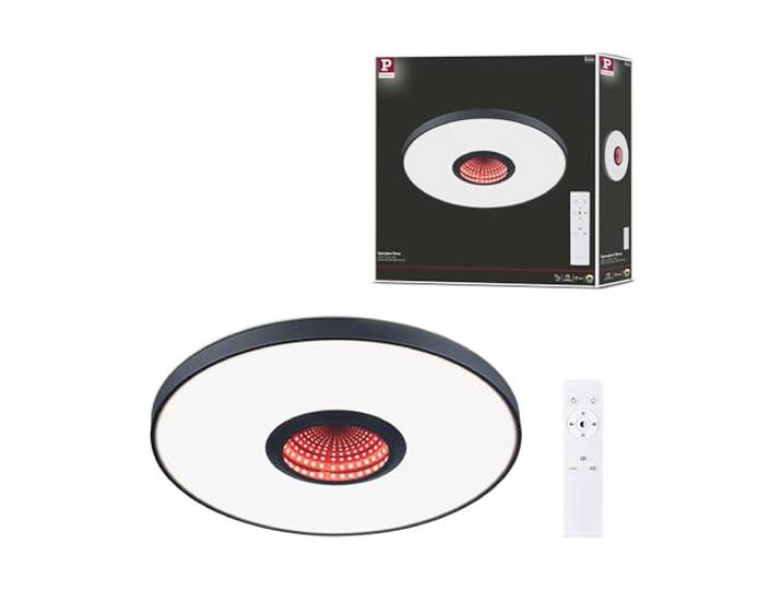 Paulmann 71038 LED Deckenleuchte Spaceglow Three RGB+ 1.200lm 400mm 230V 21W Schwarz matt dimmbar Wand-/Deckenleuchte