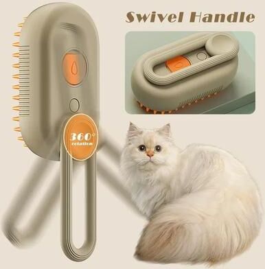 Uplift Essentials 3 in 1 Pet Vaporizer & Steam Grooming Brush khaki