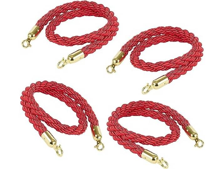 Gedrehtes dekoratives Warteschlangenabsperrseil mit Haken(4pack,300Cm/118 in)