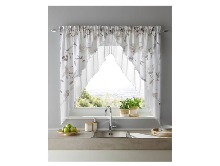 Gardine HEINE HOME Gr. 2, weiss (natur, weiß), B:90cm H:100cm, Polyester, Gardinen, Gardine