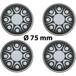 4 x Ø 75 mm Polymere Aufkleber / Stern-Optik / Nabenkappen, Felgendeckel
