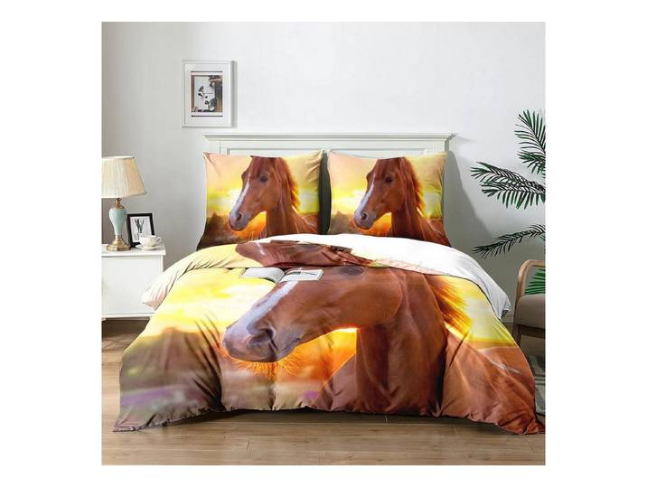 LuxusKollektion Kinderbettwäsche Bettwäsche 220x240 3D-Pferd Kinder