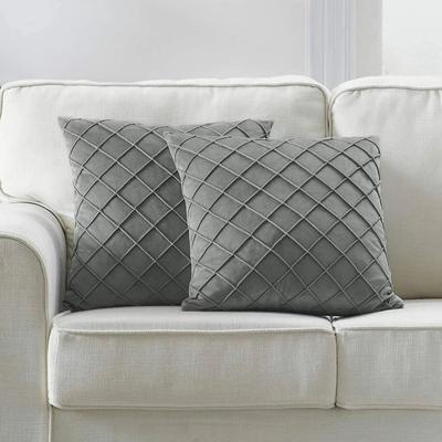 Uplift Treasures Dark Gray Velvet Plaid Cushion Cover Nordic Sofa Decorative Pillowcase dark Gray 17.72 17.72 In