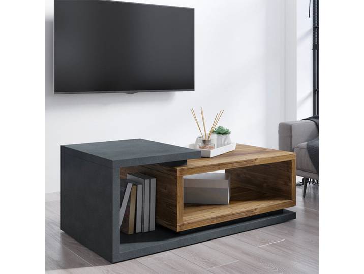 Table basse Ilyes Gris et Bois