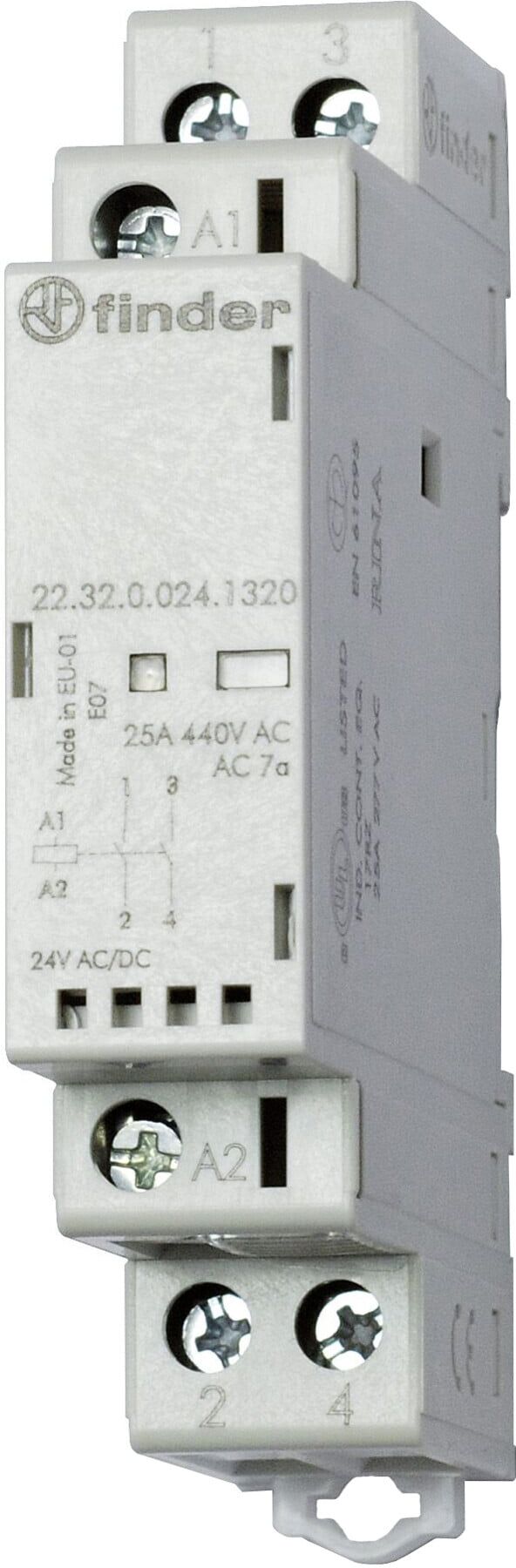 Finder Installationsschütz 24VAC/DC,2S,LED 22.32.0.024.4320 (223200244320)