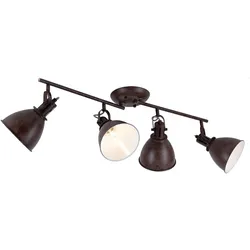 Deckenleuchte 4 Strahler Spotleiste Strahler beweglich Spotleuchte Deckenlampe, Metall rost, 4x E14 Fassungen, LxBxH 80x15x20 cm