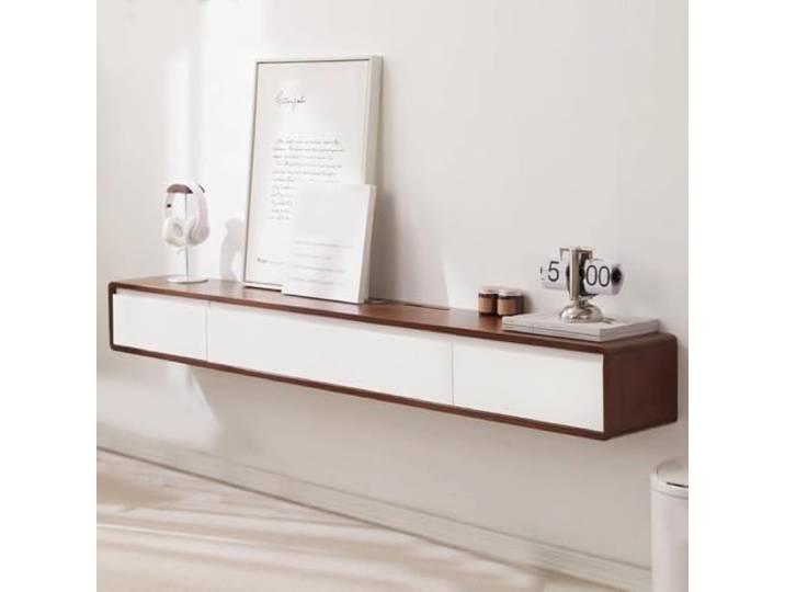 Schwebender TV-Schrank Holz Kabelmanagement For Wandmontierte Unterhaltung Zentrum for Wohnräume in Massivbauweise(180cm)