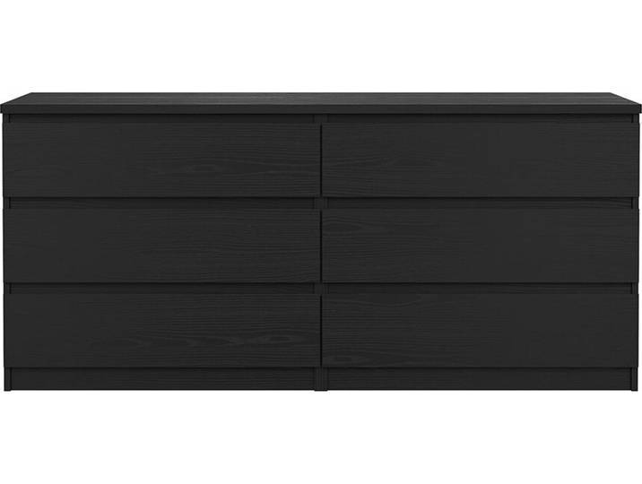 Naia Kommode 6 Schubladen schwarze Struktur.
