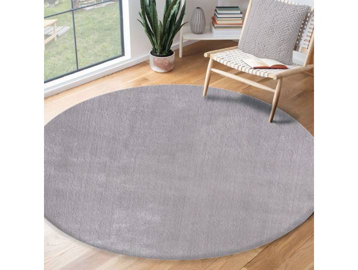 Tapis Rond - THE CARPET - Relax - Gris - Antidérapant - Lavable