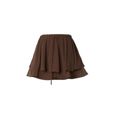 Minirock ESTELOU "ESTELOU Polka Dot Skirt", Damen, Gr. XS, braun (chocolate, schwarz), 100% Polyester, normal, Röcke Minirock
