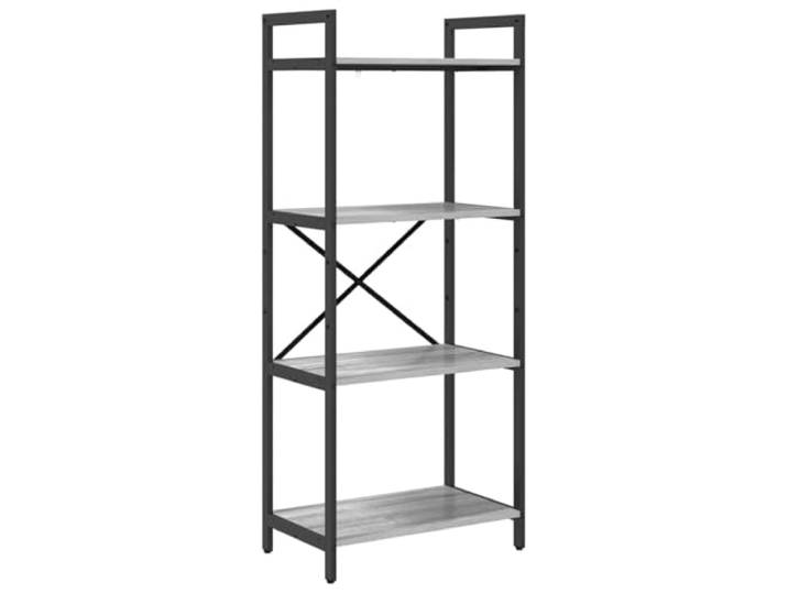 Industrie-Regal, 4 Ebenen, aus Verbundholz und Stahl, 56 x 34 x 133,5 cm Robustes Ingenieurholz, stabiler Stahlrahmen, Loft-Stil, einfache Wartung, vielseitige Aufbewahrung