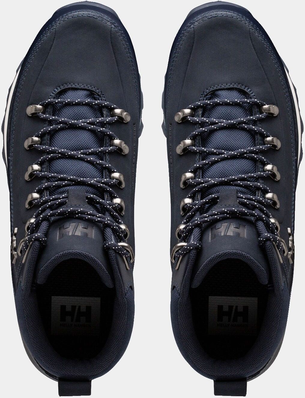 Schnürboots HELLY HANSEN "THE FORESTER PREMIUM", Herren, Gr. 44, Synthetik, blau (navy, sanftes weiß), Leder, Synthetik, Schuhe Schnürboots, wasserdichtes Leder,warm,Winterschuhe navy, sanftes weiß 44, Synthetik