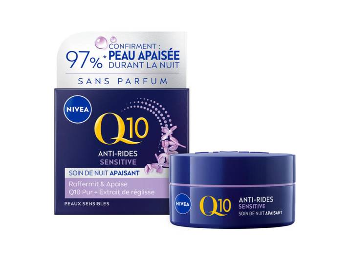 NIVEA Q10 Crème Anti-Rides Sensitive Soin Nuit visage 50 ml