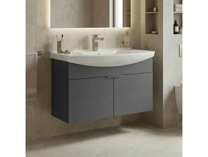 Meuble vasque suspendu 100 cm 2 portes UMI - Anthracite