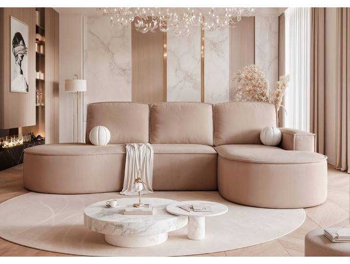 yourhouse24 Ecksofa Design-Sofa SOFIA XL in organischem Look, mit Bettfunktion & Bettkasten