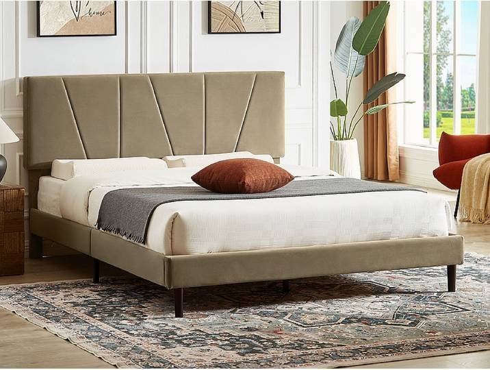 Polsterbett SAVANA VELVET 120x200 cm beige
