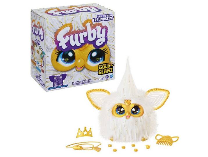 Hasbro Plüschfigur Plüsch Furby Gold Glam mit Sound und Musik