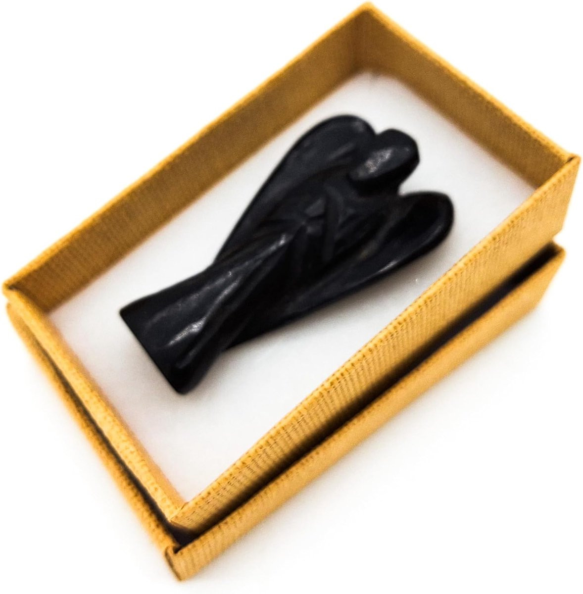 Guardian Angel Black Tourmaline Healing Stone Lucky Charm voor Bescherming en Geluk in Sieradendoosje