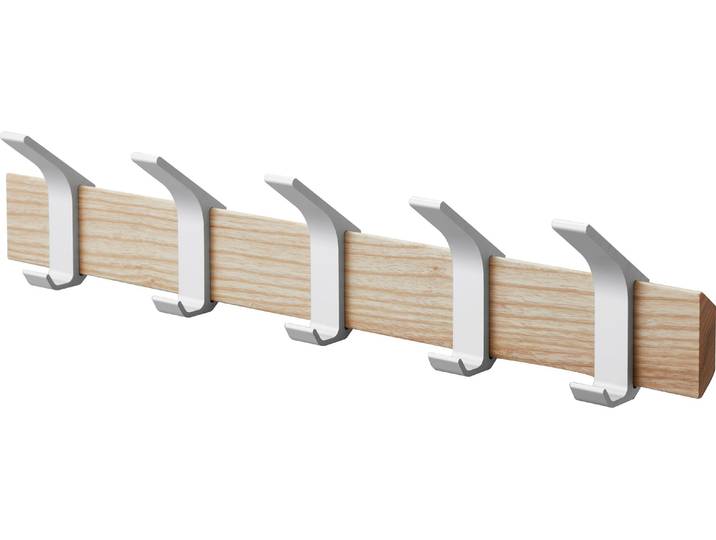 Garderobenleiste YAMAZAKI RIN silber , bunt, B:65cm H:10cm T:50cm, Metall, Garderobenhalter, Garderobenleiste, Holz: Esche aus China