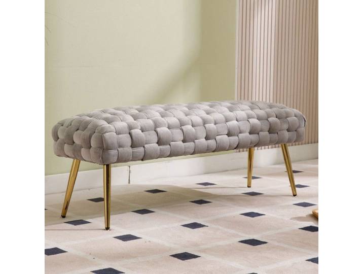 Wahson Banc de Lit pour Chambre Banc en Velours Banc à Entrée Moderne Banquette d'entrée et Pouf Bout de Lit pour Salon Gris