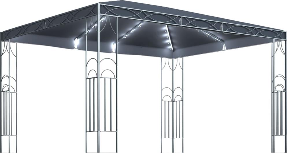 vidaXL Pavillon mit LED-Lichterkette 400x300 cm Anthrazit