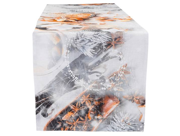 Tischläufer CASATEX cakes and nuts, Weihnachtsdeko, Weihnachten , bunt (weiß, grau, braun), B:40cm L:140cm, Baumwolle, Tischdecken, Tischläufer, Weihnachten