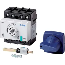 Eaton 1314107 Lasttrennschalter, DCM, 40 A, 3P + N (nicht schaltbar), mit blauem Drehgriff und Antriebsachse, Vertikalanschluss DCM-40/1+CM