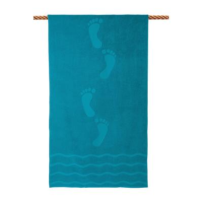 Strandtuch WEWO FASHION "9526", blau (capri), B:100cm L:180cm, Frottier, Frottier, Handtücher, Rückseite nahezu glatt