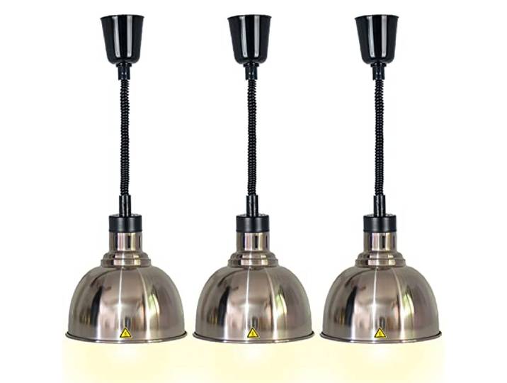 Lebensmittel Wärmelampe, Kommerzielle Speisenwärmer Lampe, 250W Wärmelampe für Speisen, Buffet Heizlampe Einziehbares Hängende für Buffets und Küche Esszimmer(A-25cm, 3 Stück)