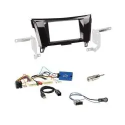 Einbauset 2-DIN Radioblende schwarz + Lenkradadapter für Nissan Qashqai (J11)...