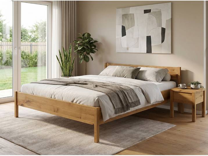 Bett Wildeiche „Fiona“ 180 x 190 cm Massivholz Wildeiche