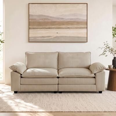 Uixe Set of 2 Modern Corduroy Modular Corner Sectional Sofa