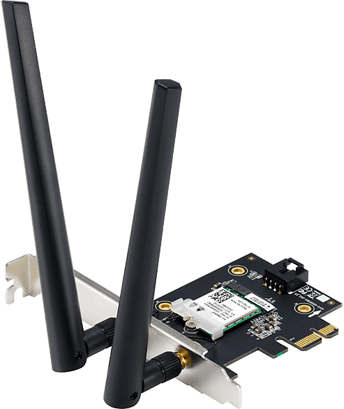 Tarjeta de red - ASUS PCE-AXE5 400, Wi-Fi 6, WLAN, PCI Express, Bluetooth, 2 antenas, Negro
