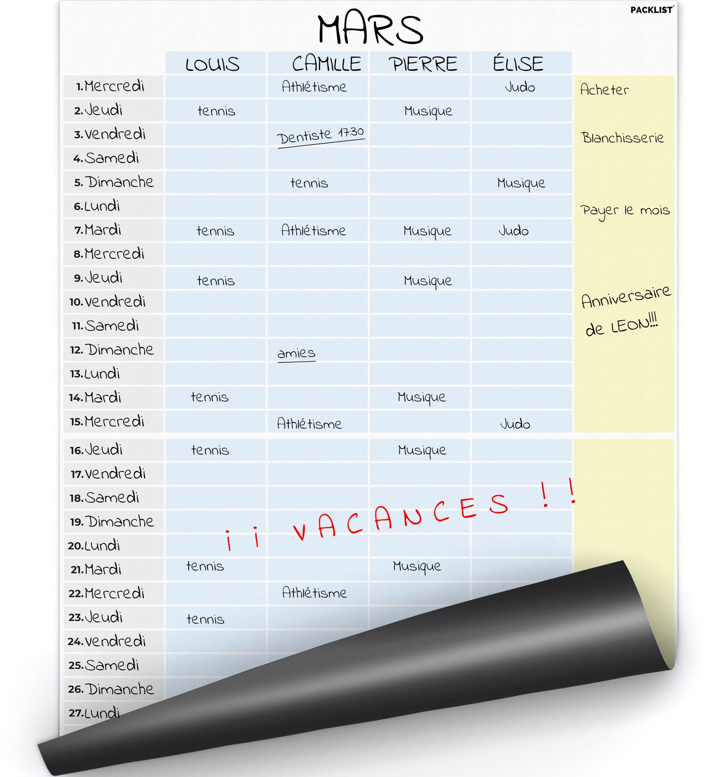 Selius Magnetische gezinskalender A3 voor optimale planning