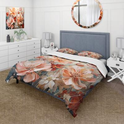DESIGN ART "Designart ""Coral Petal Symphony I"" Coral Modern - Bedding Cover Set With Shams"