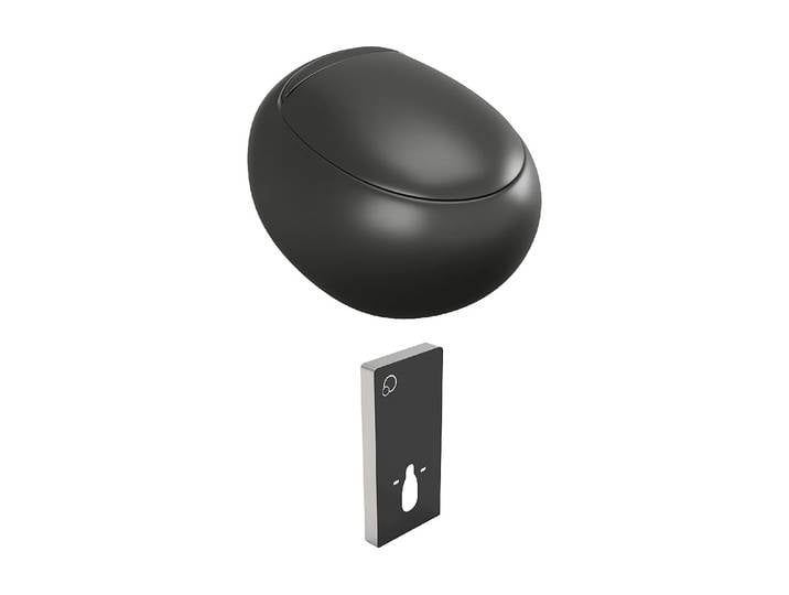 Pack WC suspendu en céramique noir mat avec bâti-support décoratif - HURO II