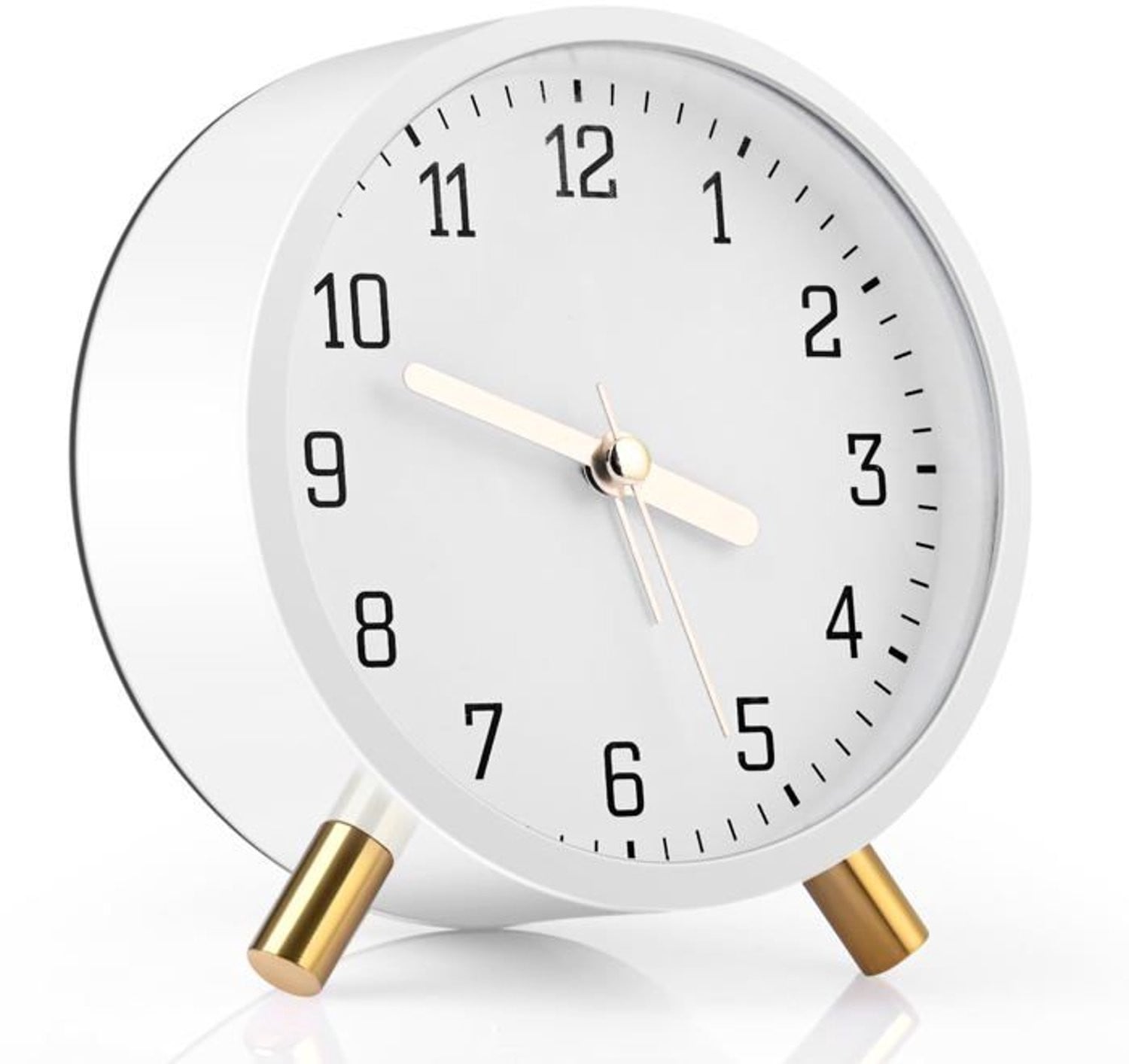 Stille wekker met nachtlampje in retro design - Wit
