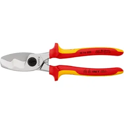 Knipex, Bolzenschneider + Seitenschneider, Kabelscheremit Doppelschneide 95 16 200 SB (200 mm)