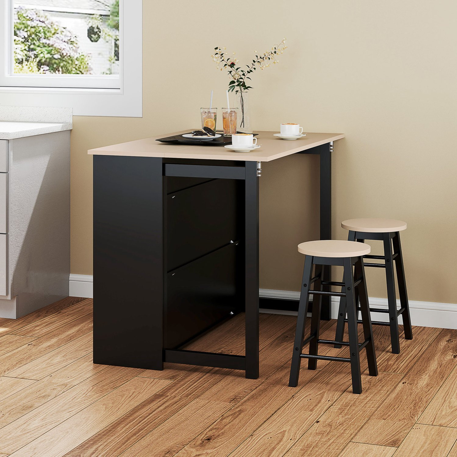 CHICFURN Bartafel 116 cm, inklapbaar, zwart