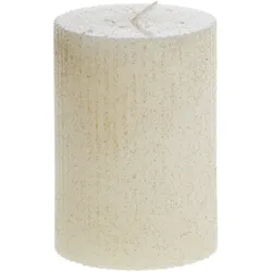 Chic Antique Stumpenkerze mit Rillen und Glitzer, H10/Ø7 cm creme