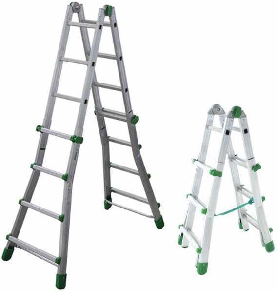 Facal Eurobriko 16 BK/2, 2x8 gradini, 4 m - Scala in alluminio telescopica - Altezza stimata operativa 4.90 m