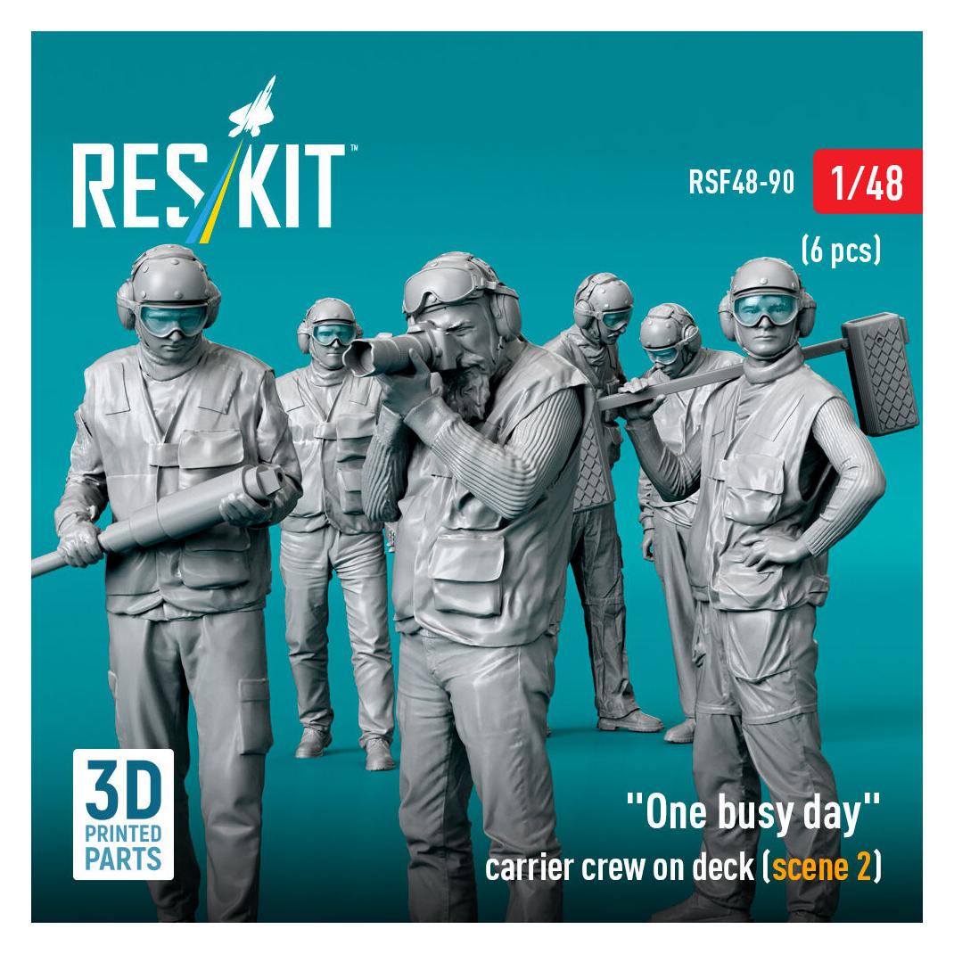 ResKit One busy day carrier crew on deck (scene 2) (6 pcs) (3D Printed) (RSF48-0090)