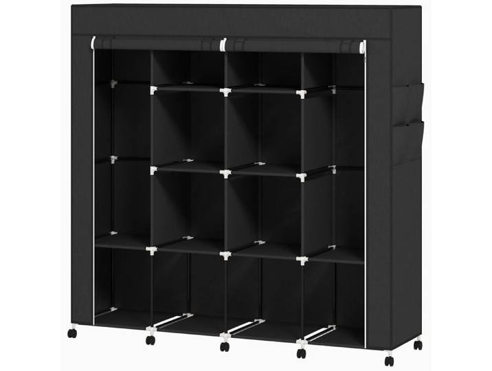 YWJ Armoire portable en tissu avec roues 10 compartiments 2 barres de suspension structure en acier noir
