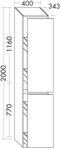 Burgbad Apothekerschrank Lin20 Acryl/Lack Matt 2000x400x345 Grau Hochglanz, HSPP040F5364 HSPP040F5364