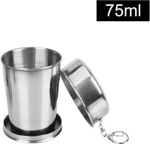 Combo Retail Shop Stainless Steel Portable Water Drinking Cup, Folding Cup Retractable Telescopic Collapsible Cups, Outdoor Travel silver S